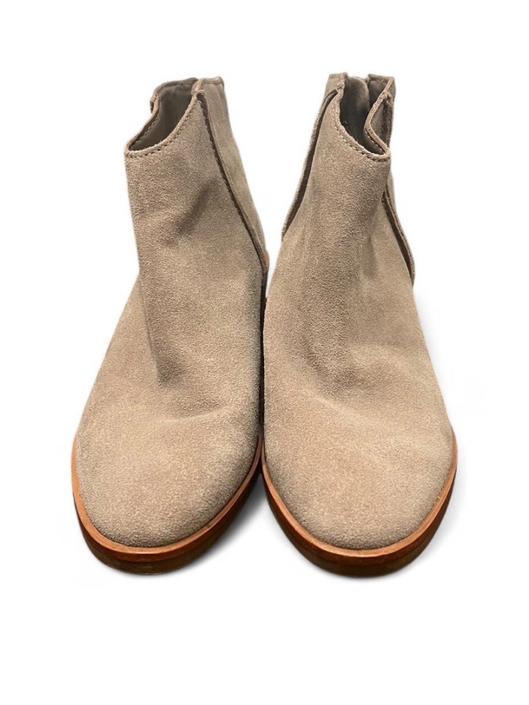 Dolce Vita Trena Ankle Boot Size 7.5 Beige Suede Block Heel Chelsea Bootie